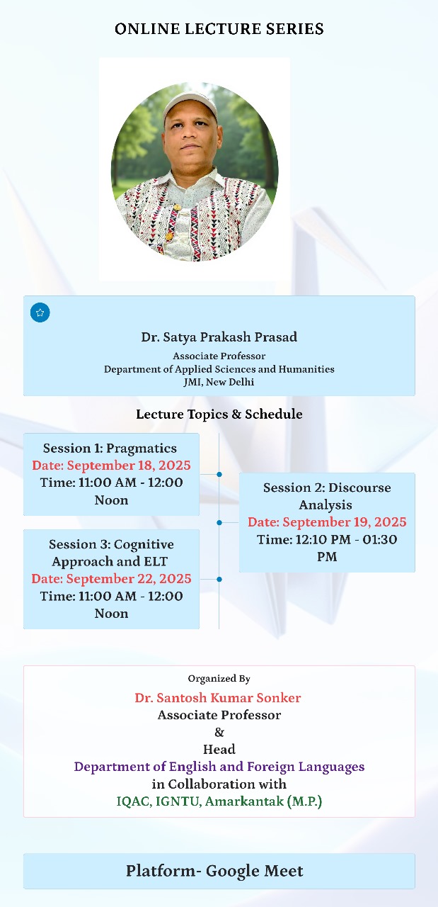 Online Lectures by Dr. Satya Prakash Prasad, Associate Professor, JMI, New Delhi